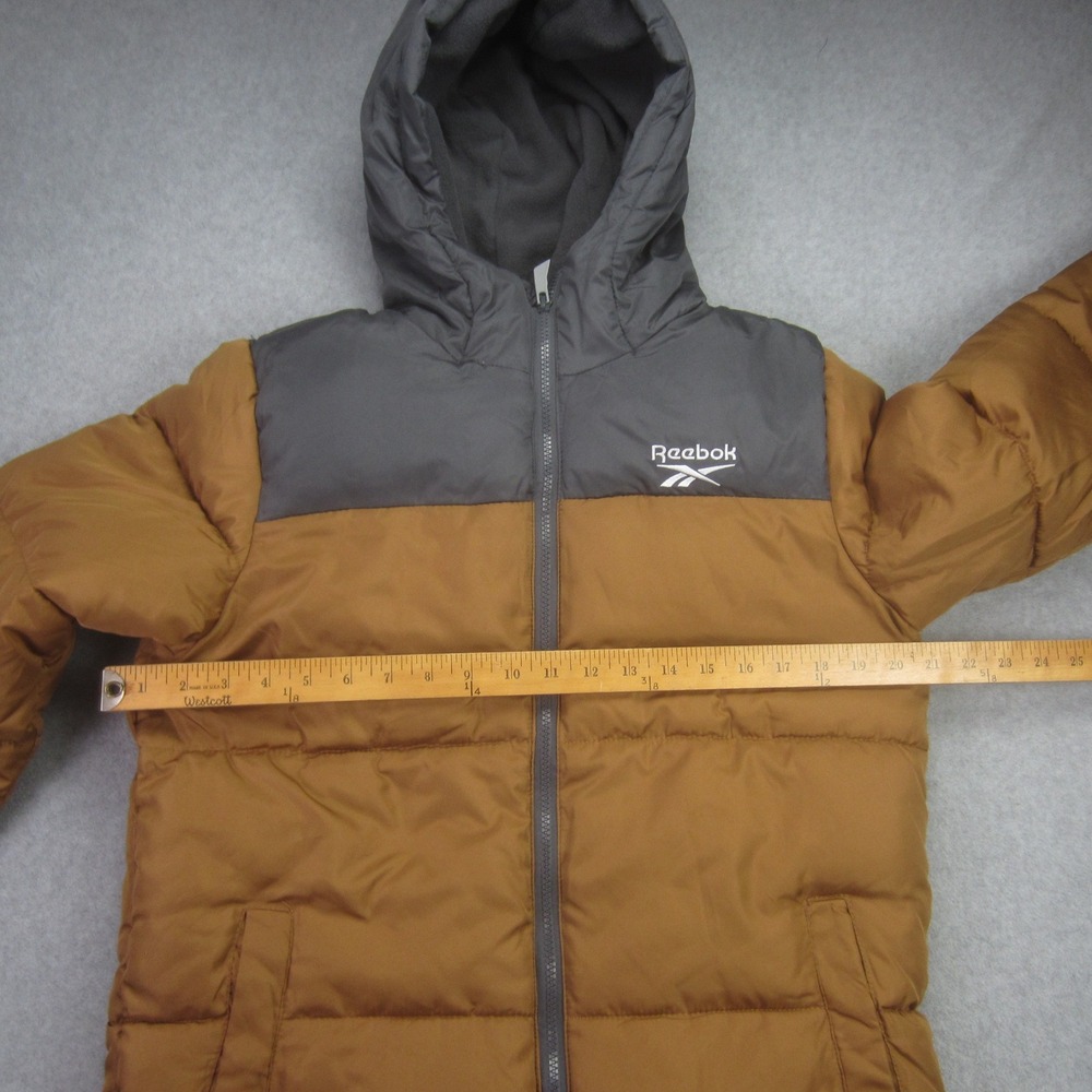 Reebok‎ Jacket Boys Youth Large 14/16 Timber Brown Grey Puffer Hooded Full Zip - Picture 13 of 16